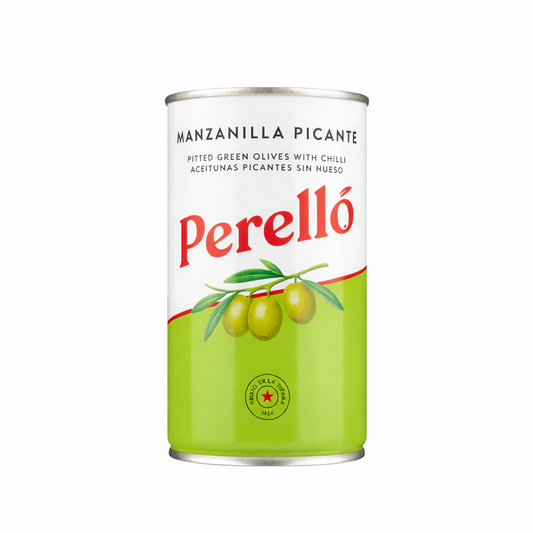 Perello Manzanilla Spicy Pitted Olives Tin 150g