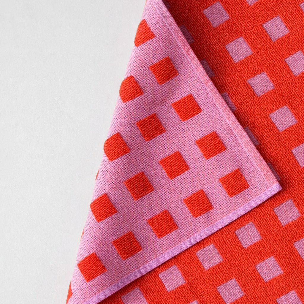 Squares, Woven Terry tea towel Lical/Warm red