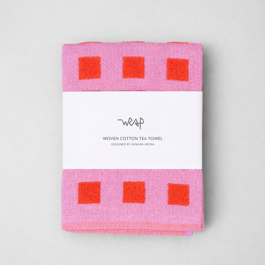 Squares, Woven Terry tea towel Lical/Warm red